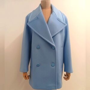 LAFAYETTE 148 NEW YORK Cool Blue Cashmere Double Breasted Peacoat - XS/S